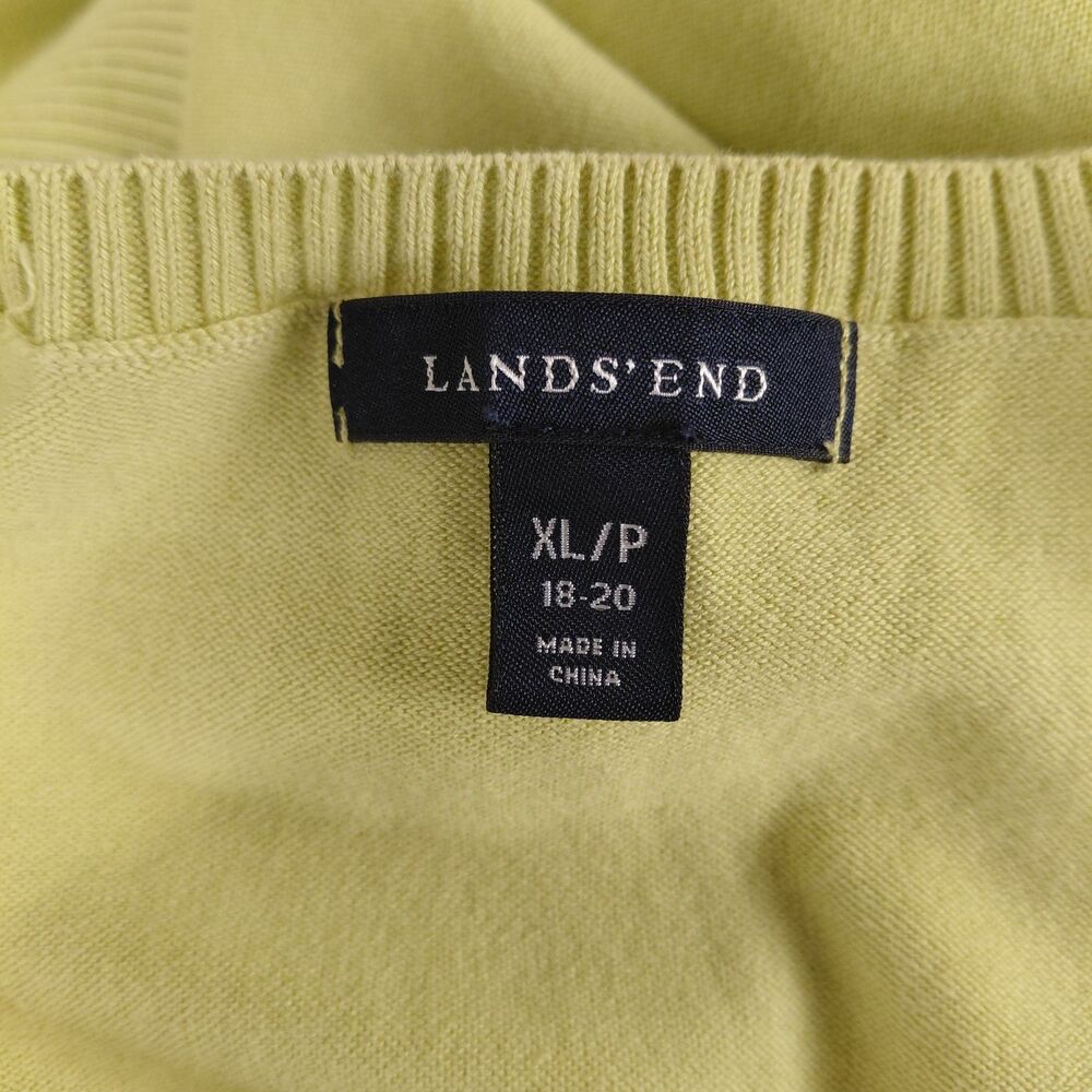Lands End LS crewneck cotton blend sweater lime green SZ XLP - Picture 6 of 7